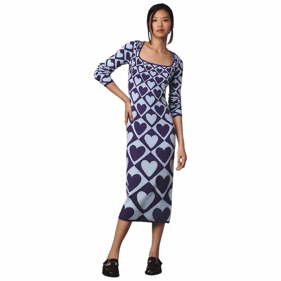FARM Rio Dresses & Skirts - FARM Rio Purple and Blue Heart Long Sleeve Dress